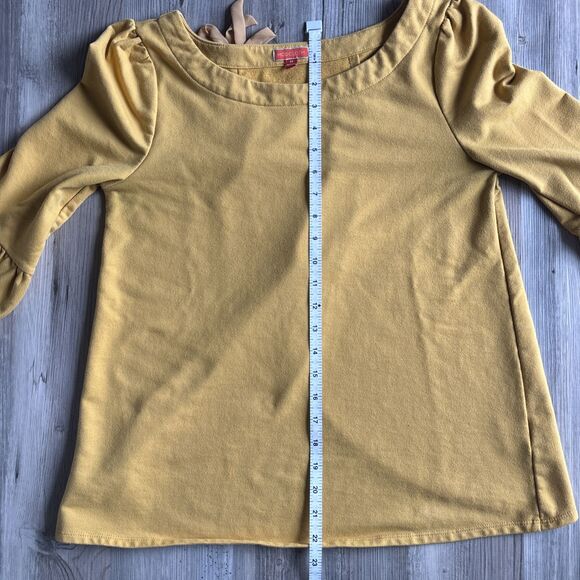 ModCloth Yellow Blouse With 3/4 Flare Sleeve And Bows On Asymmetrical Back - Med - Picture 7 of 7